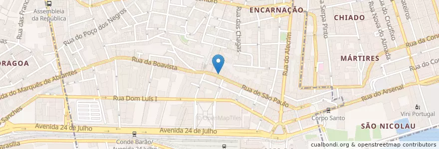 Mapa de ubicacion de Candelas en 포르투갈, Área Metropolitana De Lisboa, Lisboa, Grande Lisboa, 리스본, Misericórdia.