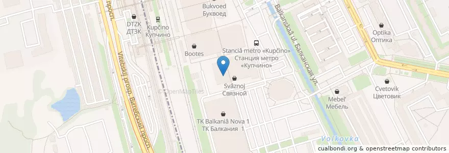 Mapa de ubicacion de Евразия en Russia, Northwestern Federal District, Leningrad Oblast, Saint Petersburg, Фрунзенский Район, Балканский Округ.