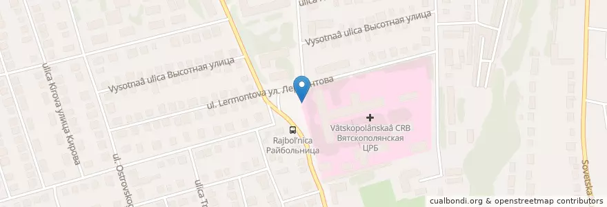 Mapa de ubicacion de Низкие цены en Rusia, Приволжский Федеральный Округ, Óblast De Kírov, Городской Округ Вятские Поляны.