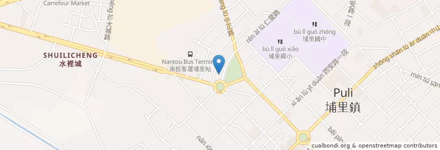 Mapa de ubicacion de 來享平價鐵板燒 en Тайвань, Тайвань, Наньтоу, 埔里鎮.