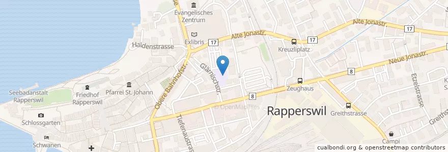 Mapa de ubicacion de HSO Wirtschafts- und Informatikschule en 스위스, Sankt Gallen, Wahlkreis See-Gaster, Rapperswil-Jona.