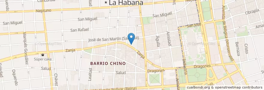 Mapa de ubicacion de Santys Bar en Cuba, La Havane, Centro Habana.
