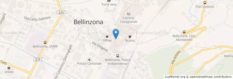 Mapa de ubicacion de Banca Migros en Svizzera, Ticino, Distretto Di Bellinzona, Circolo Di Bellinzona, Bellinzona.