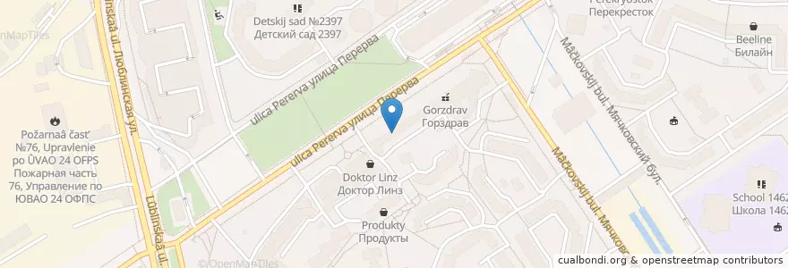 Mapa de ubicacion de Альфа-Банк en 러시아, Центральный Федеральный Округ, Москва, Юго-Восточный Административный Округ, Район Марьино.