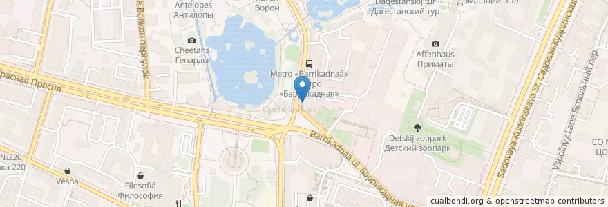 Mapa de ubicacion de Шоколадница en Rusland, Centraal Federaal District, Moskou, Центральный Административный Округ, Пресненский Район.