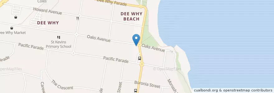 Mapa de ubicacion de Wildwater Grill en Australia, New South Wales, Sydney, Northern Beaches Council.
