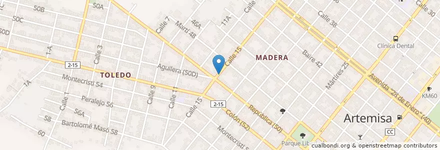 Mapa de ubicacion de Bar El Planeta en Куба, Артемиса, Artemisa, Ciudad De Artemisa.