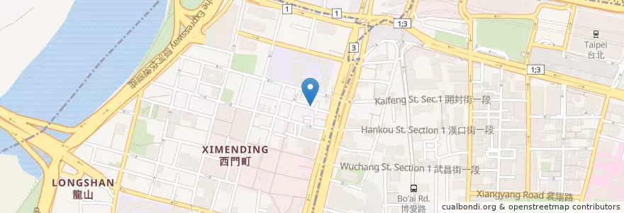 Mapa de ubicacion de Yame 叻南洋風味火鍋 en تايوان, تايبيه الجديدة, تايبيه, 萬華區.