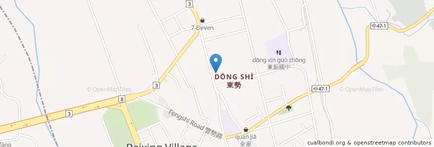 Mapa de ubicacion de 阿婆紅豆餅水煎包 en Taiwan, 臺中市, 東勢區.