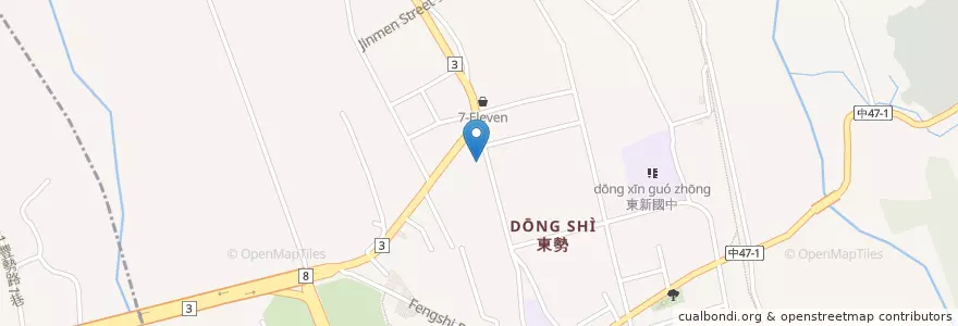 Mapa de ubicacion de 台西鵝肉店 en Тайвань, Тайчжун, 東勢區.