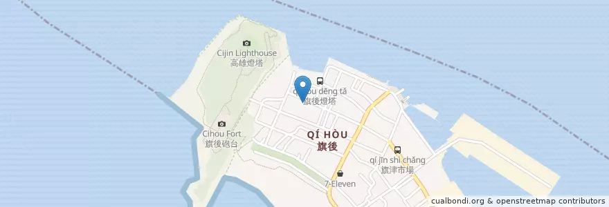 Mapa de ubicacion de 山腳下無名麵店 en Taiwan, Kaohsiung, 旗津區.