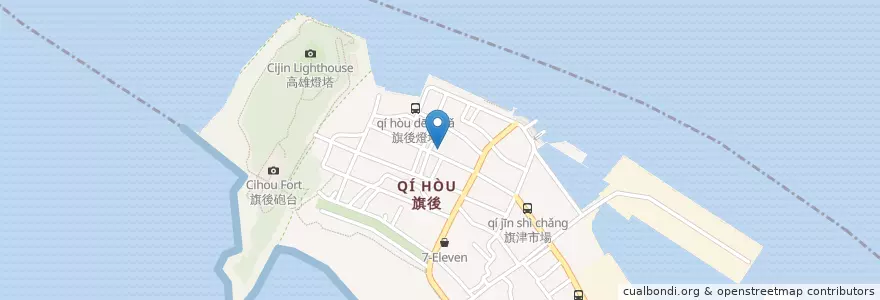 Mapa de ubicacion de 胡椒手工魚麵店 en 臺灣, 高雄市, 旗津區.