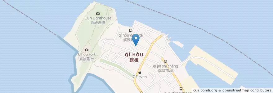 Mapa de ubicacion de 憨蝦小吃部 en Taiwán, Kaohsiung, 旗津區.