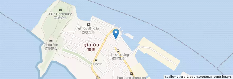 Mapa de ubicacion de 二舅雞翅 en Taïwan, Kaohsiung, 旗津區.