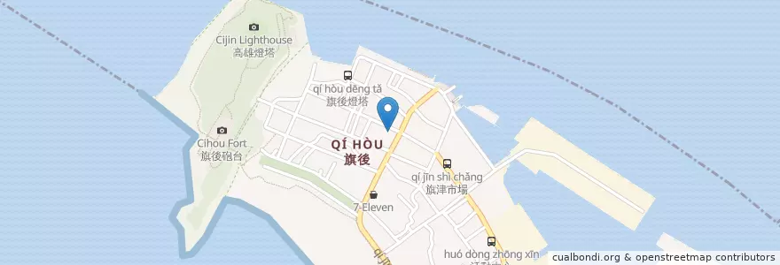 Mapa de ubicacion de 正古早味熱炒 en تايوان, كاوهسيونغ, 旗津區.