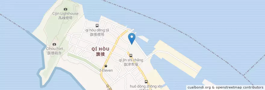 Mapa de ubicacion de 勇伯早餐店 en تايوان, كاوهسيونغ, 旗津區.