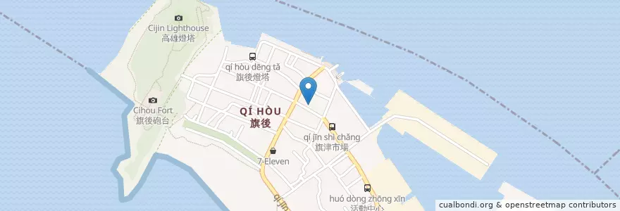 Mapa de ubicacion de 旗津阿宏壽司 en 台湾, 高雄市, 旗津区.