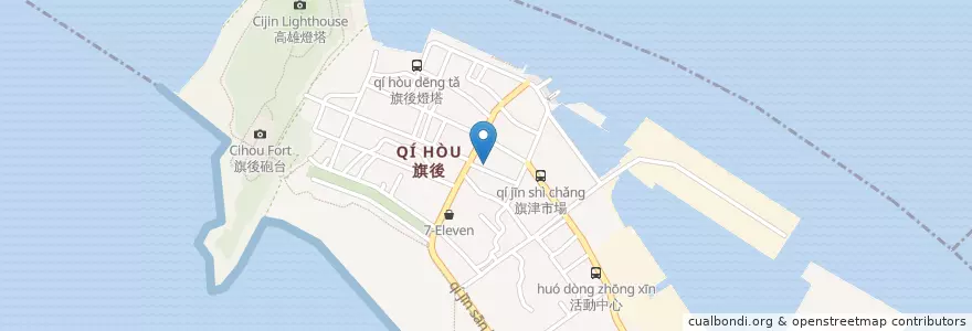 Mapa de ubicacion de 老街小巷咖啡簡餐 en Taiwán, Kaohsiung, 旗津區.