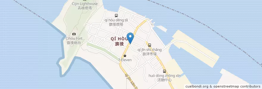 Mapa de ubicacion de 握壽司 鍋燒麵 en Тайвань, Гаосюн, 旗津區.