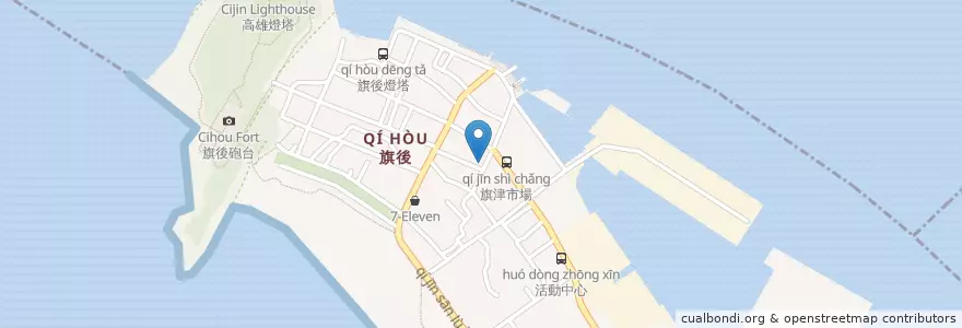 Mapa de ubicacion de 阿英肉粽 en Taiwán, Kaohsiung, 旗津區.