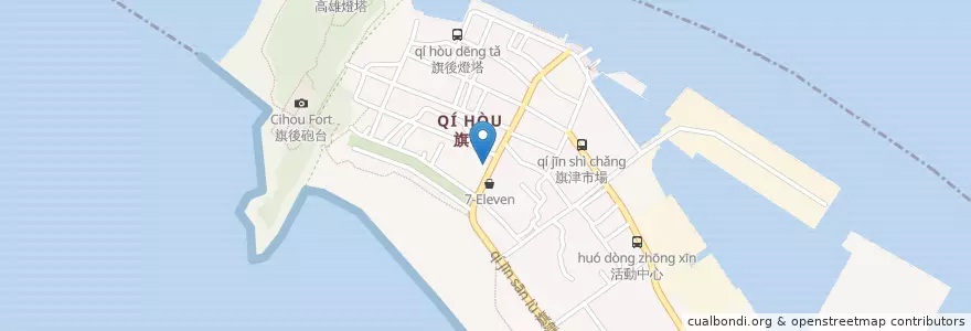 Mapa de ubicacion de 旗后活海產 en 台湾, 高雄市, 旗津区.