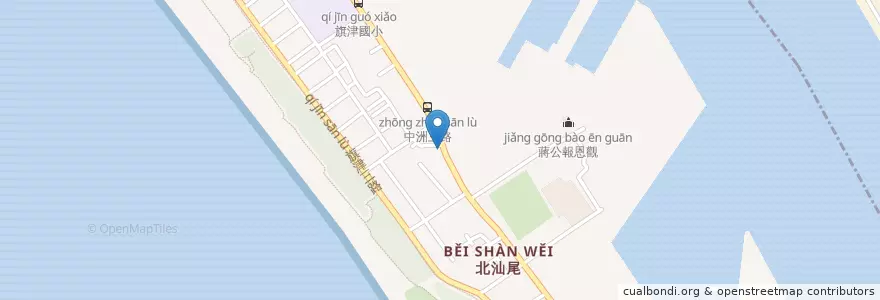 Mapa de ubicacion de 三義客家麵食館 en Taiwan, Kaohsiung, 旗津區.