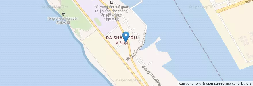 Mapa de ubicacion de 鳳珠嬤ㄟ素食 en Taiwán, Kaohsiung, 旗津區.