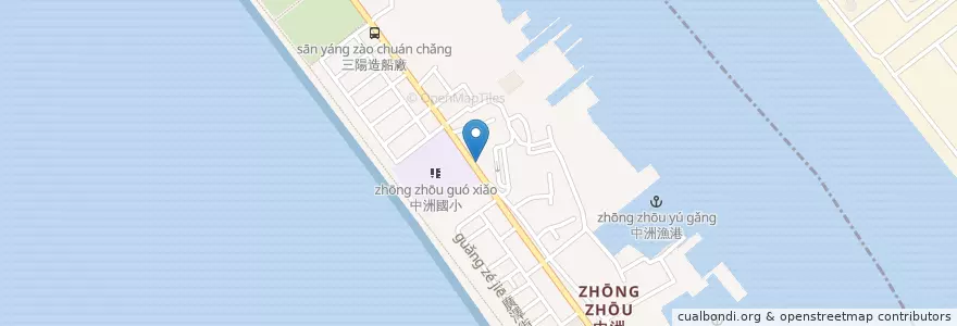 Mapa de ubicacion de 中洲鹽酥雞 en Taiwan, Kaohsiung, 旗津區.