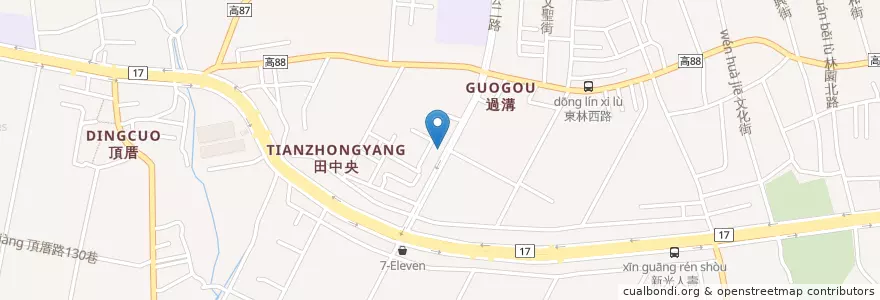 Mapa de ubicacion de 田中央食堂 en 타이완, 가오슝시, 린위안구.
