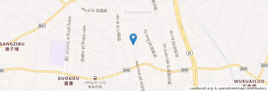 Mapa de ubicacion de 蒙特婁專業牛排 en Taiwan, Kaohsiung, Distretto Di Linyuan.