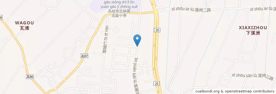 Mapa de ubicacion de Pizza Hut en Taiwan, Kaohsiung, Distretto Di Linyuan.