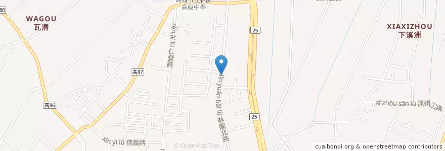 Mapa de ubicacion de 胖老爹美式炸雞 en Taiwan, Kaohsiung, Distretto Di Linyuan.