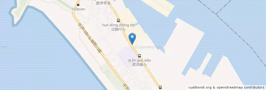 Mapa de ubicacion de 美味便當 en Taiwan, Kaohsiung, 旗津區.