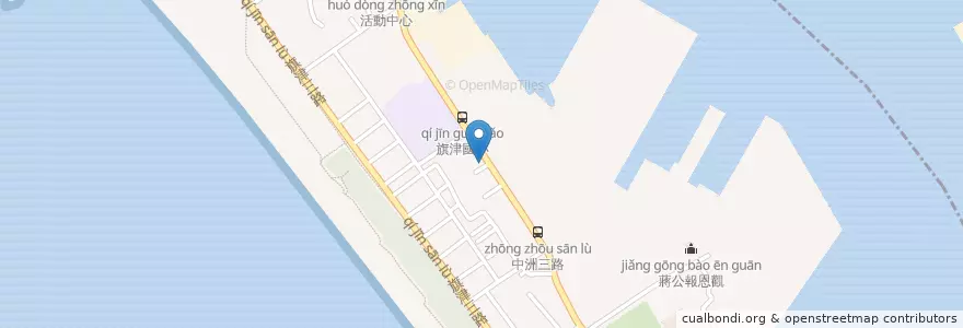 Mapa de ubicacion de 山水漢堡店 en Taiwán, Kaohsiung, 旗津區.