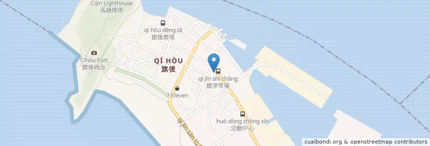 Mapa de ubicacion de 旗津蔥抓餅 en 타이완, 가오슝시, 치진구.