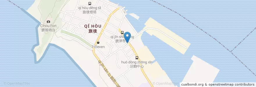 Mapa de ubicacion de 媽咪早餐坊 en Taiwán, Kaohsiung, 旗津區.