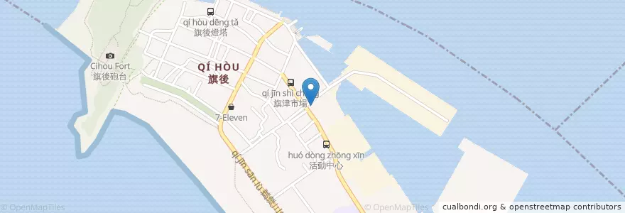 Mapa de ubicacion de 紅毛仔鱔魚麵 en تايوان, كاوهسيونغ, 旗津區.