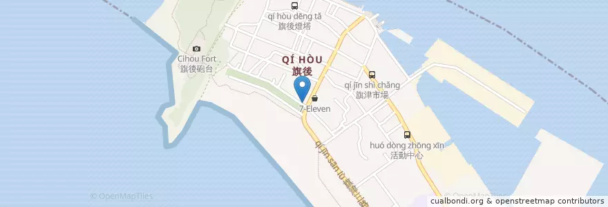Mapa de ubicacion de 旗津泡菜蝦蛋 en تايوان, كاوهسيونغ, 旗津區.