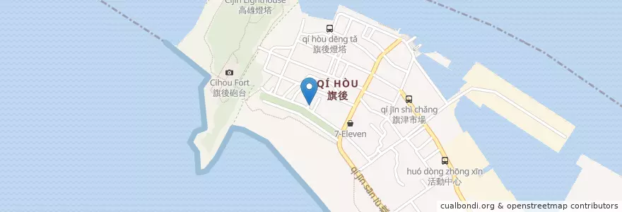 Mapa de ubicacion de 漢德那斯番菜料理 en تايوان, كاوهسيونغ, 旗津區.