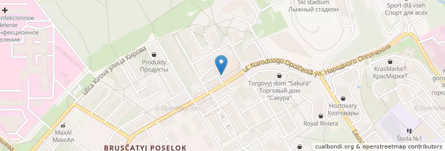 Mapa de ubicacion de Додо Пицца en روسيا, Центральный Федеральный Округ, محافظة موسكو, Городской Округ Красногорск.