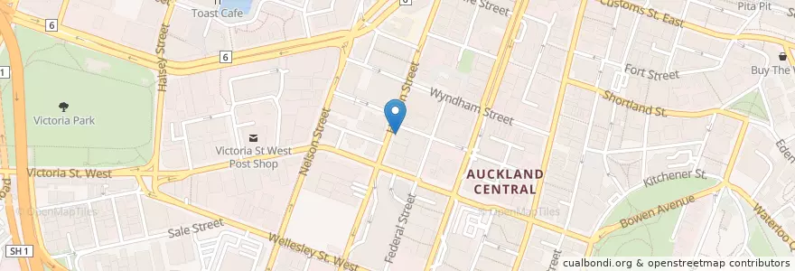 Mapa de ubicacion de Baked & Beans en Новая Зеландия, Auckland, Waitematā.