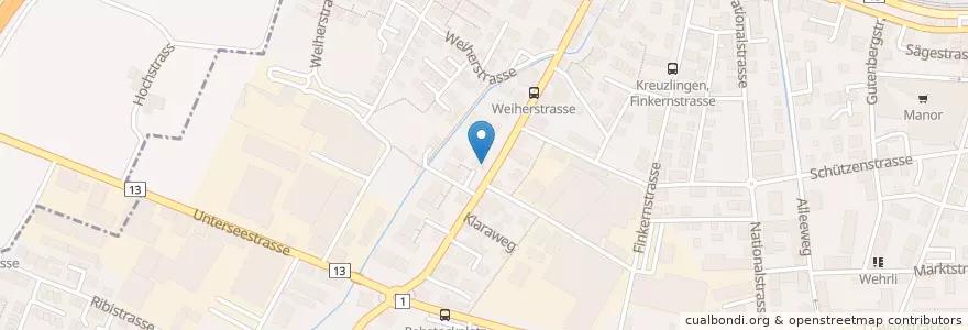 Mapa de ubicacion de Restaurant Grödeli en Schweiz/Suisse/Svizzera/Svizra, Thurgau, Bezirk Kreuzlingen, Kreuzlingen.