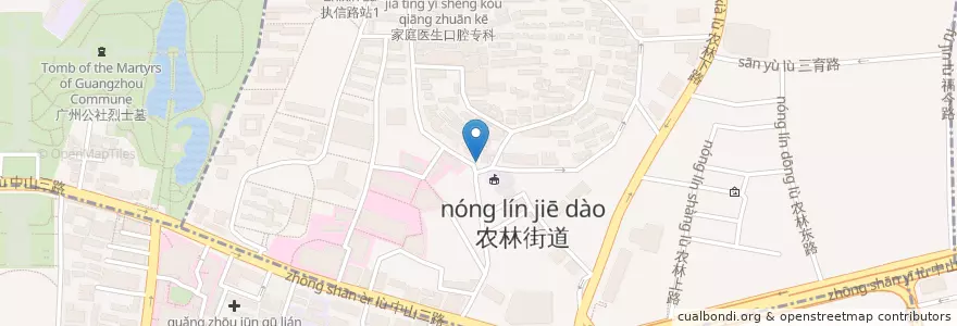 Mapa de ubicacion de 勝記燒味 en Çin, Guangdong, 广州市, 越秀区, 农林街道.