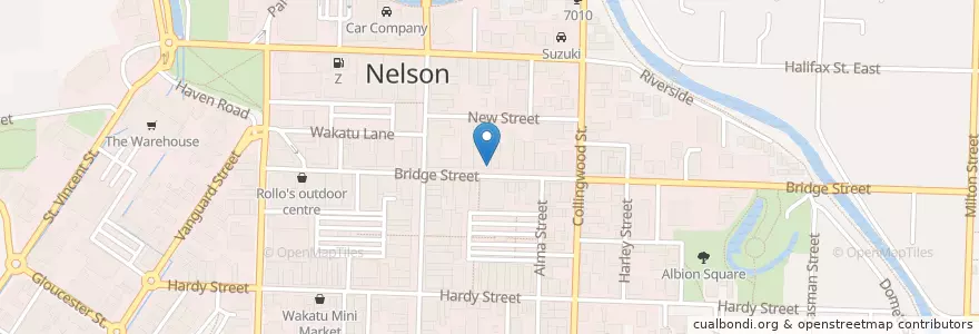 Mapa de ubicacion de Caffee 101 en Nueva Zelanda, Nelson.