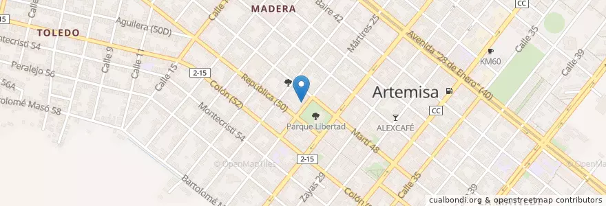 Mapa de ubicacion de Album Kafe Cine Juárez en Куба, Артемиса, Artemisa, Ciudad De Artemisa.