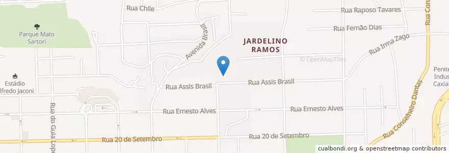 Mapa de ubicacion de Centro Cultural Espírita Jardelino Ramos en Brésil, Région Sud, Rio Grande Do Sul, Região Geográfica Imediata De Caxias Do Sul, Região Geográfica Intermediária De Caxias Do Sul, Caxias Do Sul.