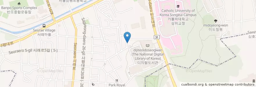 Mapa de ubicacion de 한국식 레스토랑 en Güney Kore, Seul, 서초구, 반포동, 반포4동.