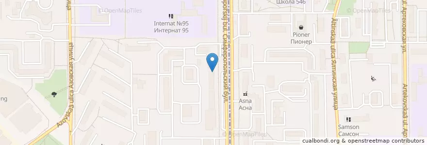 Mapa de ubicacion de Крафтъ 22 en روسیه, Центральный Федеральный Округ, Москва, Юго-Западный Административный Округ, Район Зюзино.