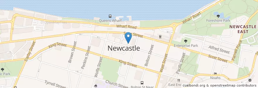 Mapa de ubicacion de Ka-fey Cafe Bar Restaurant en Avustralya, New South Wales, Newcastle City Council, Newcastle-Maitland.