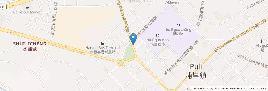 Mapa de ubicacion de 鬲饕火鍋店 en Taiwán, Provincia De Taiwán, Condado De Nantou, 埔里鎮.